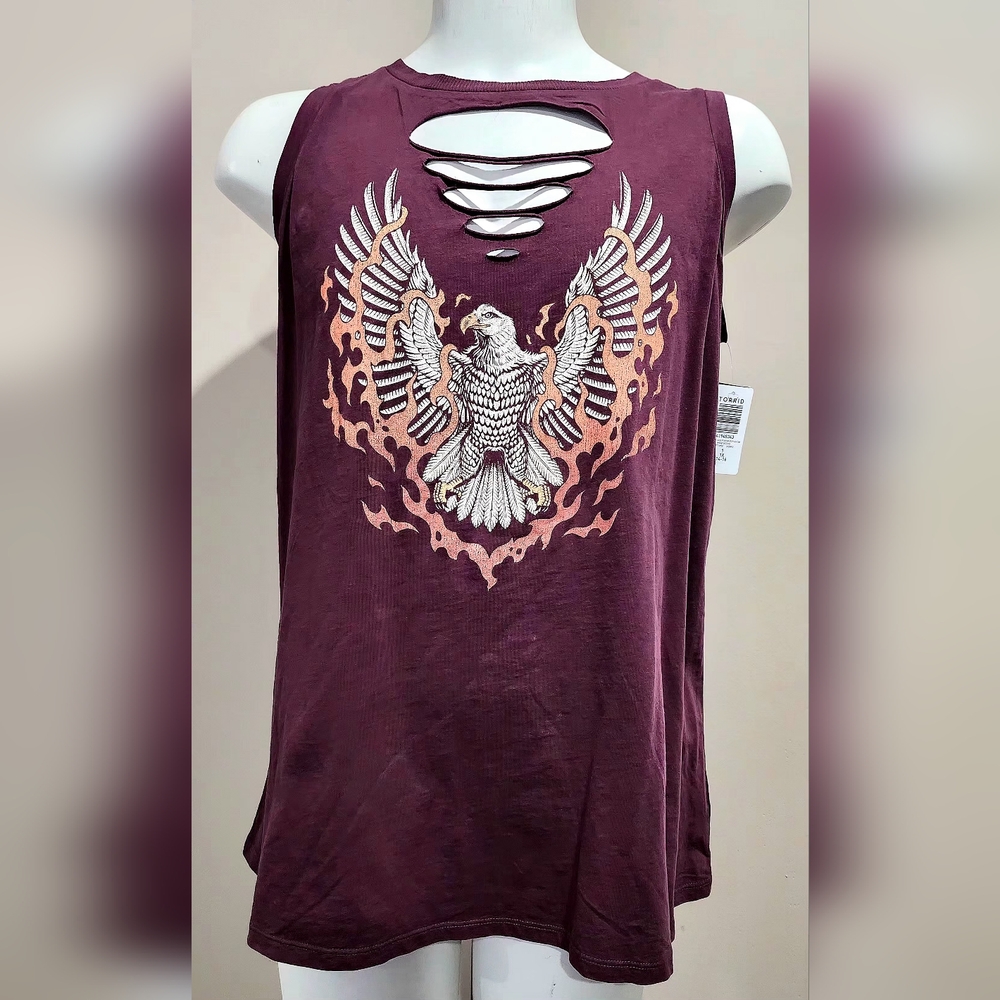 NWT Torrid Eagle Flames Classic Fit Heritage Jersey Slash Tank Size 1X